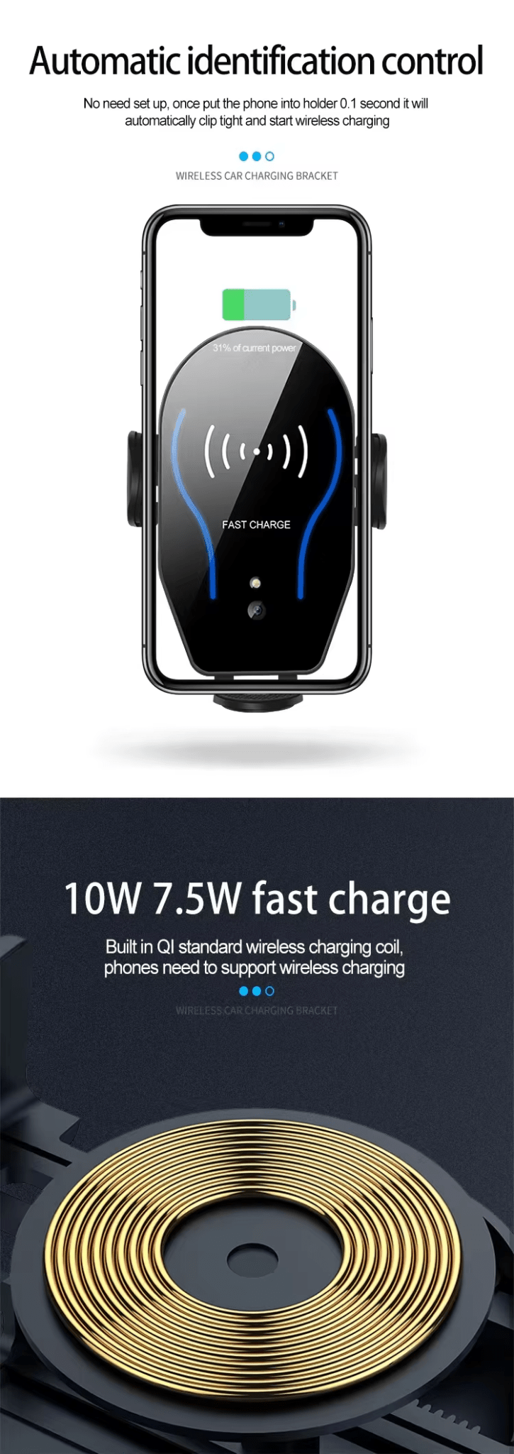 iDock Portable 2 in 1 Infrared Induction Car Wireless Charging Stand for Phone - iDock Laptopstand
