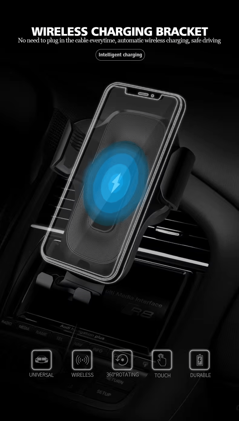 iDock Portable Adjustable Smart Car Wireless Charging Holder for Mobile Phone - iDock Laptopstand