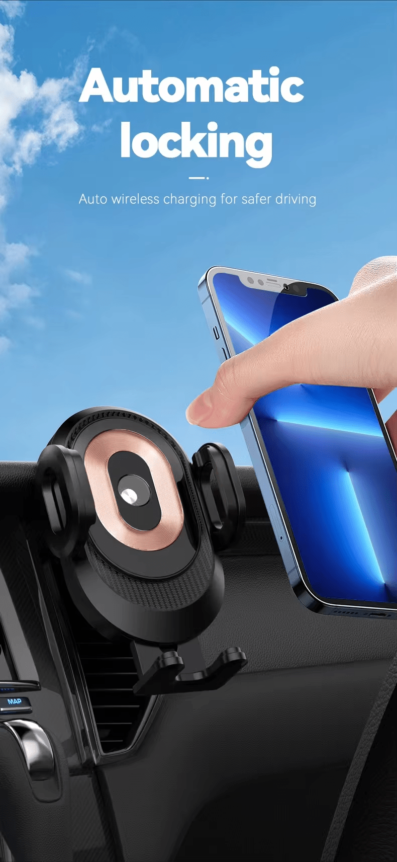 iDock Portable Adjustable Smart Car Wireless Charging Stand Car Wireless Fast Charging Holder for Mobile Phone - iDock Laptopstand