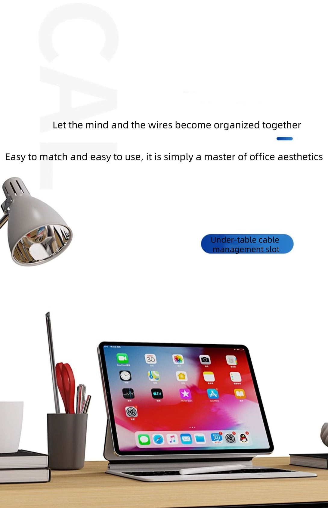 iDock Portable Desktop Wire Storage Shelf Under - table Thread Organizer Under - table Cable Management Slot - iDock Laptopstand