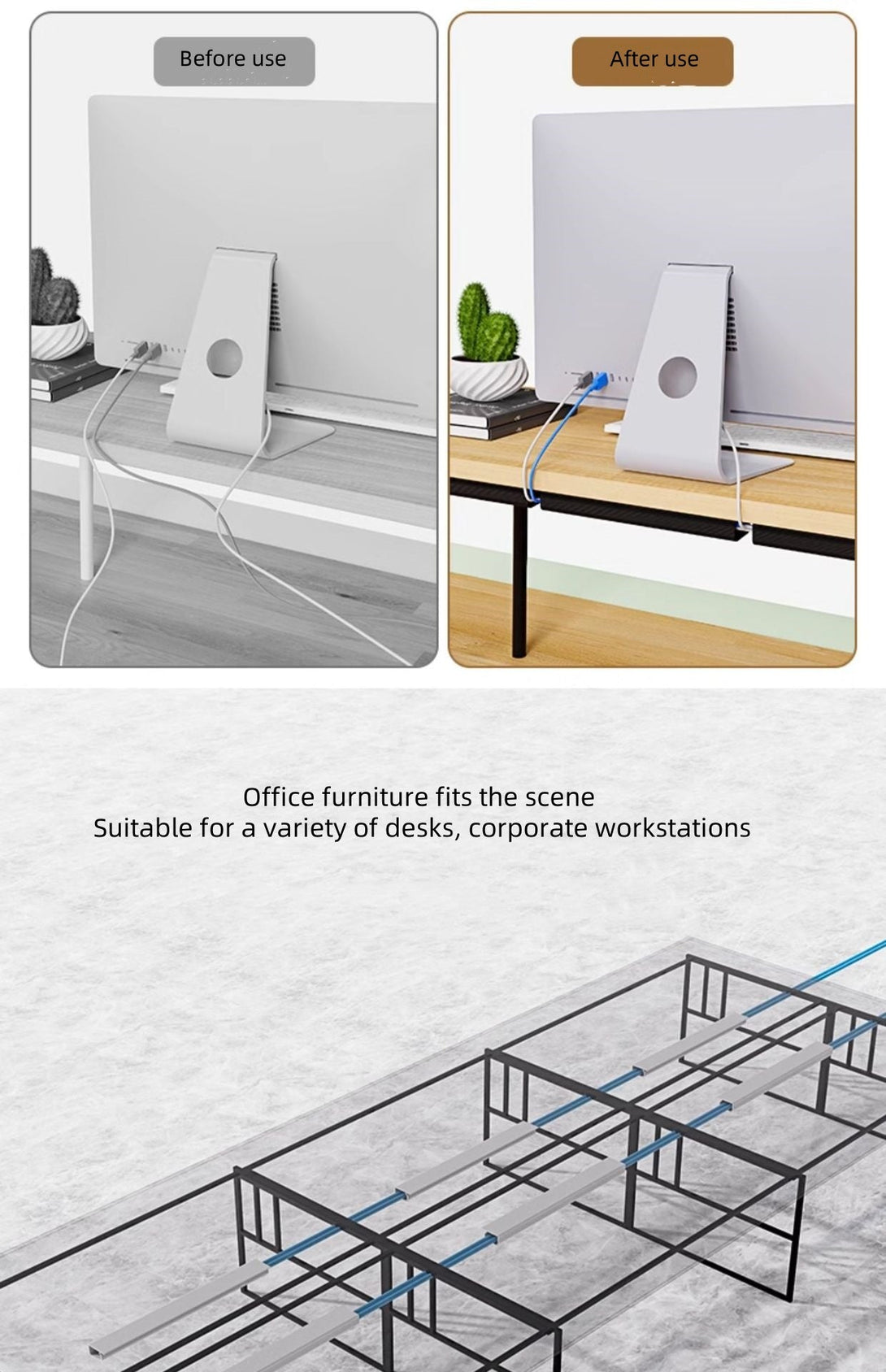 iDock Portable Desktop Wire Storage Shelf Under - table Thread Organizer Under - table Cable Management Slot - iDock Laptopstand