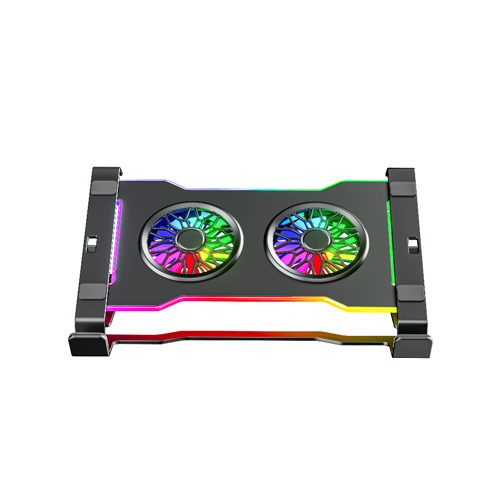 iDock Portable Folding 7 Level Heights Adjustable 2 Fans Laptop Cooling Pad with 10 RGB Lights Steel Laptop Cooler - iDock Laptopstand