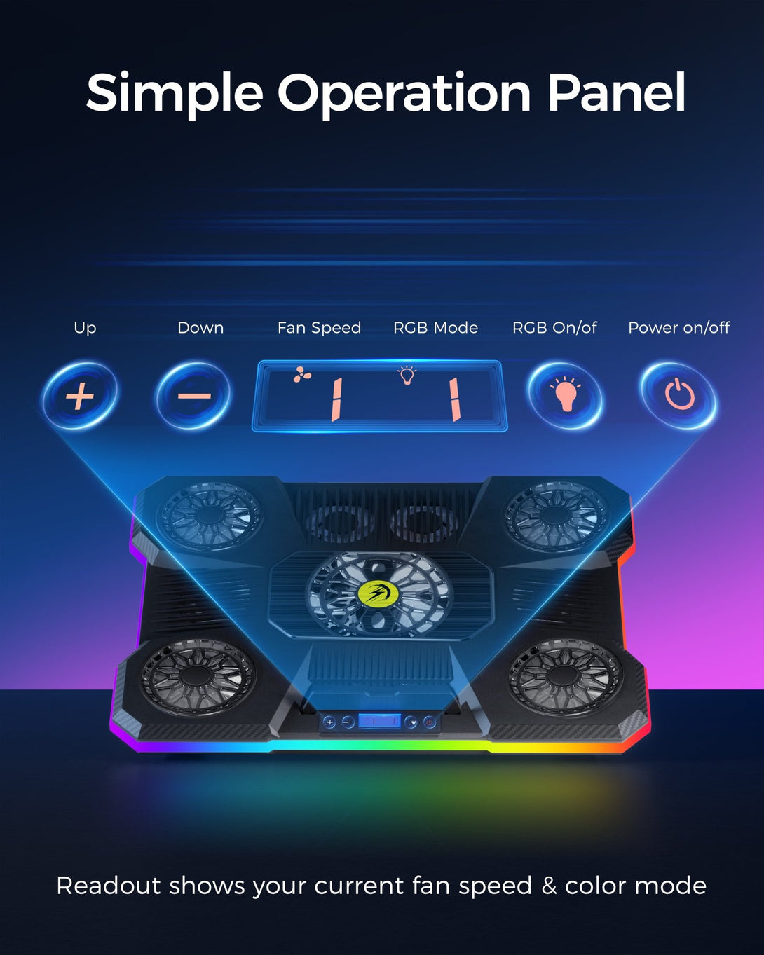 iDock Portable Folding 8 Level Height Adjustable 9 Fans Laptop Cooling Pad with 10 RGB Light Laptop Cooler with Removable Phone Stand - iDock Laptopstand