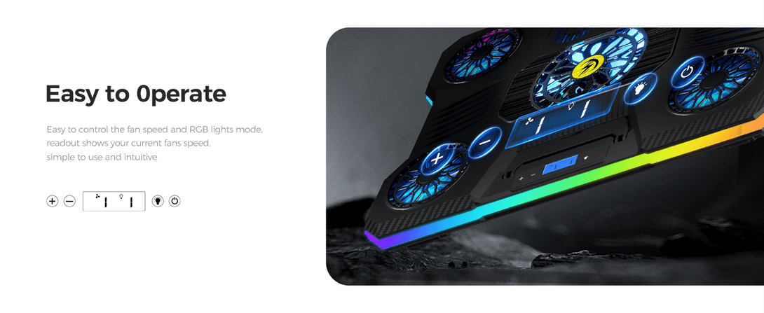 iDock Portable Folding 8 Level Height Adjustable 9 Fans Laptop Cooling Pad with 10 RGB Light Laptop Cooler with Removable Phone Stand - iDock Laptopstand
