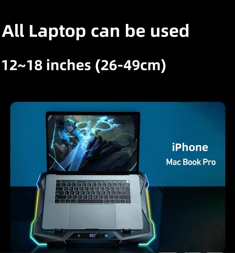 iDock Portable Folding 8 Level Heights Adjustable 10 Fans Laptop Cooling Pad with RGB Light Metal Laptop Cooler - iDock Laptopstand