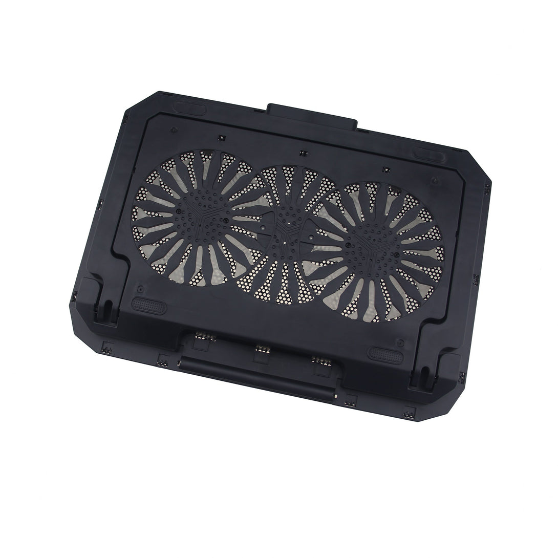 iDock Portable Folding 8 Level Heights Adjustable 2 Fans Laptop Cooling Pad with Colorful Lights Metal Laptop Cooler with Phone Stand - iDock Laptopstand