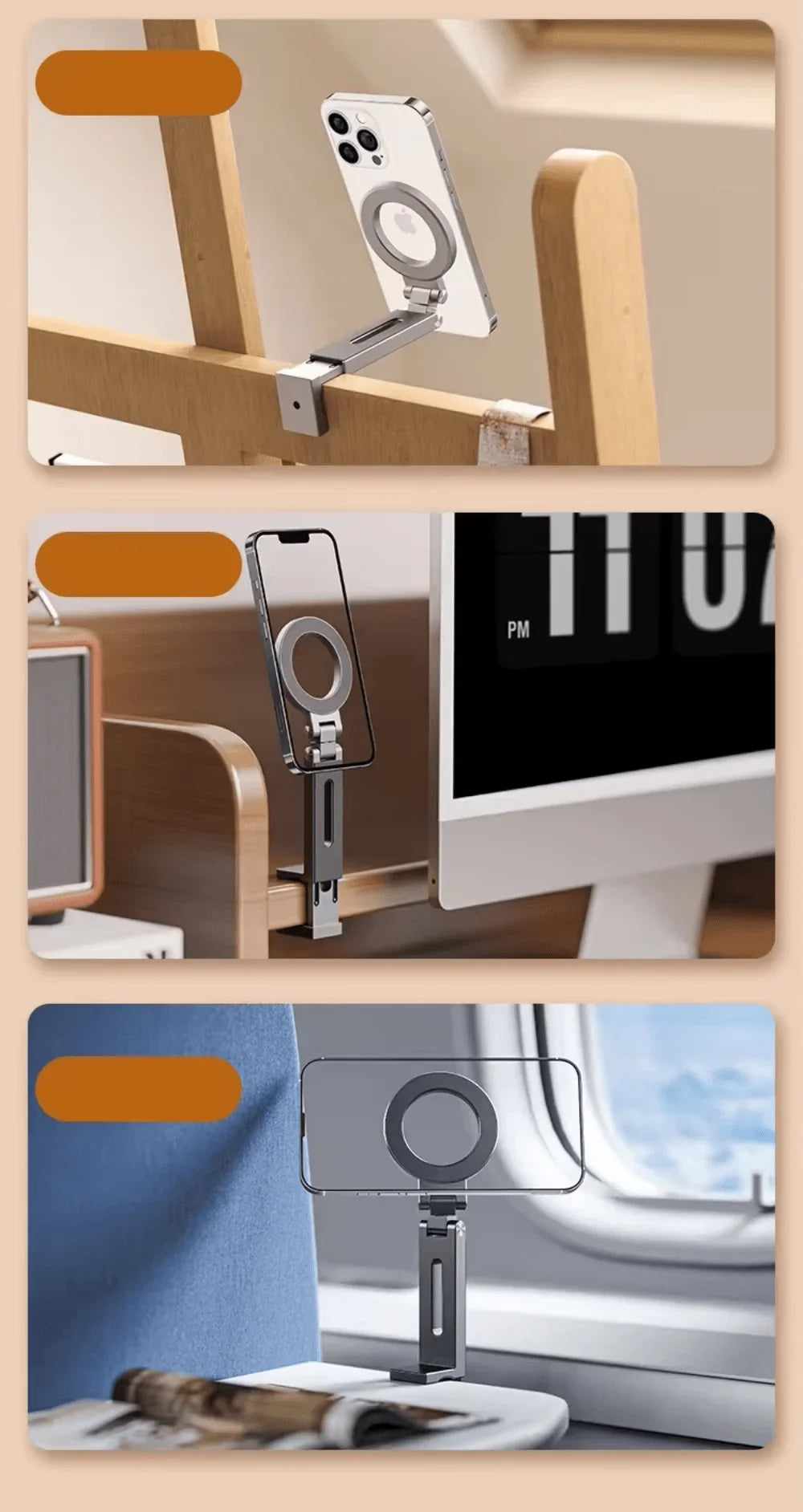 iDock Portable Folding Adjustable Angle 360 Rotation Phone Holder Travel Portable Phone Stand Magnetic Attraction Phone Bracket - iDock Laptopstand
