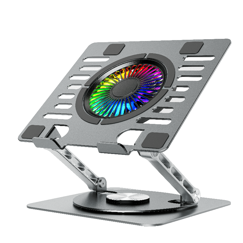 iDock Portable Folding Ergonomic Aluminum Alloy Height Angle Adjustable Laptop Stand Holder with USB Hub and Fan - iDock Laptopstand