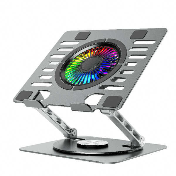 iDock Portable Folding Ergonomic Aluminum Alloy Height Angle Adjustable Laptop Stand Holder with USB Hub and Fan - iDock Laptopstand
