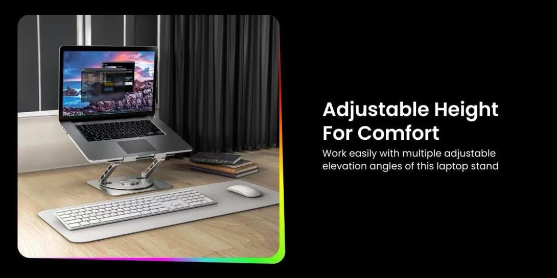 iDock Portable Folding Ergonomic Aluminum Alloy Height Angle Adjustable Laptop Stand Holder with USB Hub and Fan - iDock Laptopstand