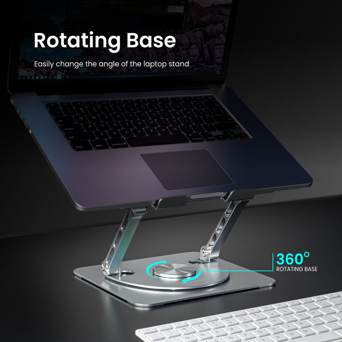 iDock Portable Folding Ergonomic Aluminum Alloy Height Angle Adjustable Laptop Stand Holder with USB Hub and Fan - iDock Laptopstand