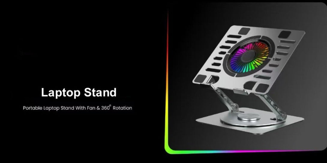 iDock Portable Folding Ergonomic Aluminum Alloy Height Angle Adjustable Laptop Stand Holder with USB Hub and Fan - iDock Laptopstand