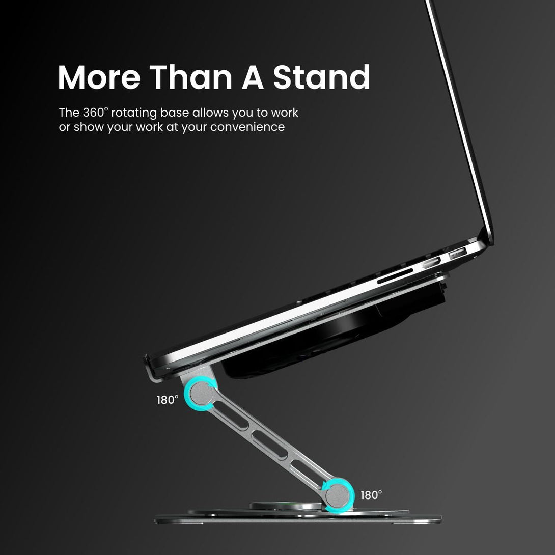 iDock Portable Folding Ergonomic Aluminum Alloy Height Angle Adjustable Laptop Stand Holder with USB Hub and Fan - iDock Laptopstand