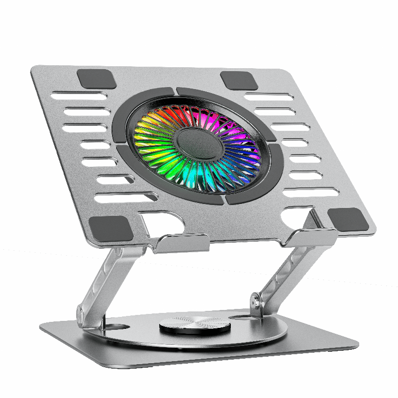 iDock Portable Folding Ergonomic Aluminum Alloy Height Angle Adjustable Laptop Stand Holder with USB Hub and Fan - iDock Laptopstand