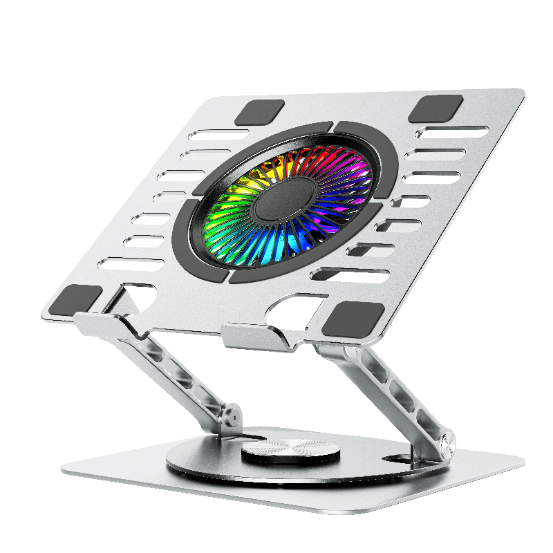 iDock Portable Folding Ergonomic Aluminum Alloy Height Angle Adjustable Laptop Stand Holder with USB Hub and Fan - iDock Laptopstand