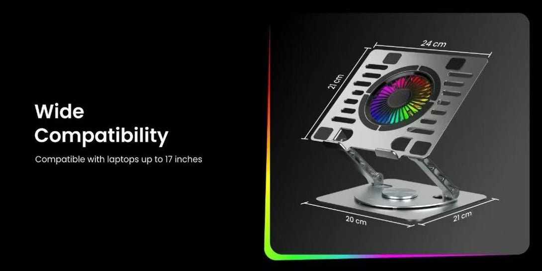 iDock Portable Folding Ergonomic Aluminum Alloy Height Angle Adjustable Laptop Stand Holder with USB Hub and Fan - iDock Laptopstand