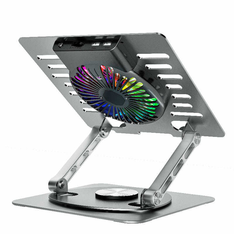 iDock Portable Folding Ergonomic Aluminum Alloy Height Angle Adjustable Laptop Stand Holder with USB Hub and Fan - iDock Laptopstand