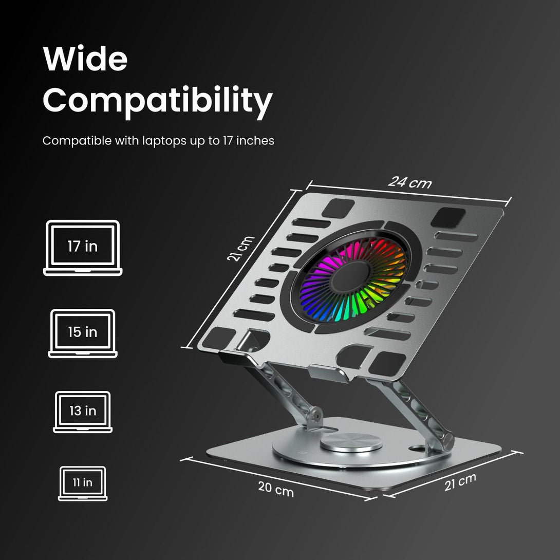 iDock Portable Folding Ergonomic Aluminum Alloy Height Angle Adjustable Laptop Stand Holder with USB Hub and Fan - iDock Laptopstand