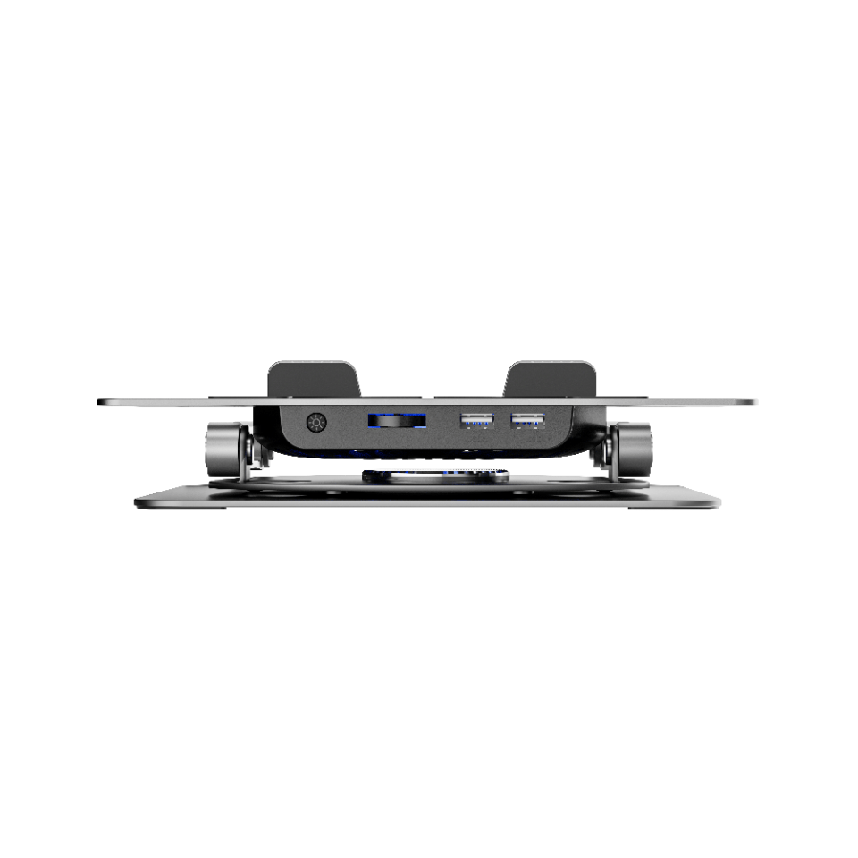 iDock Portable Folding Ergonomic Aluminum Alloy Height Angle Adjustable Laptop Stand Holder with USB Hub and Fan - iDock Laptopstand