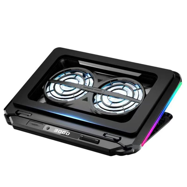 iDock Portable Folding Height Adjustable Laptop Cooling Pad with RGB Light Dual Turbo High Pressure Laptop Cooler Support 13 - 21 Laptop - iDock Laptopstand