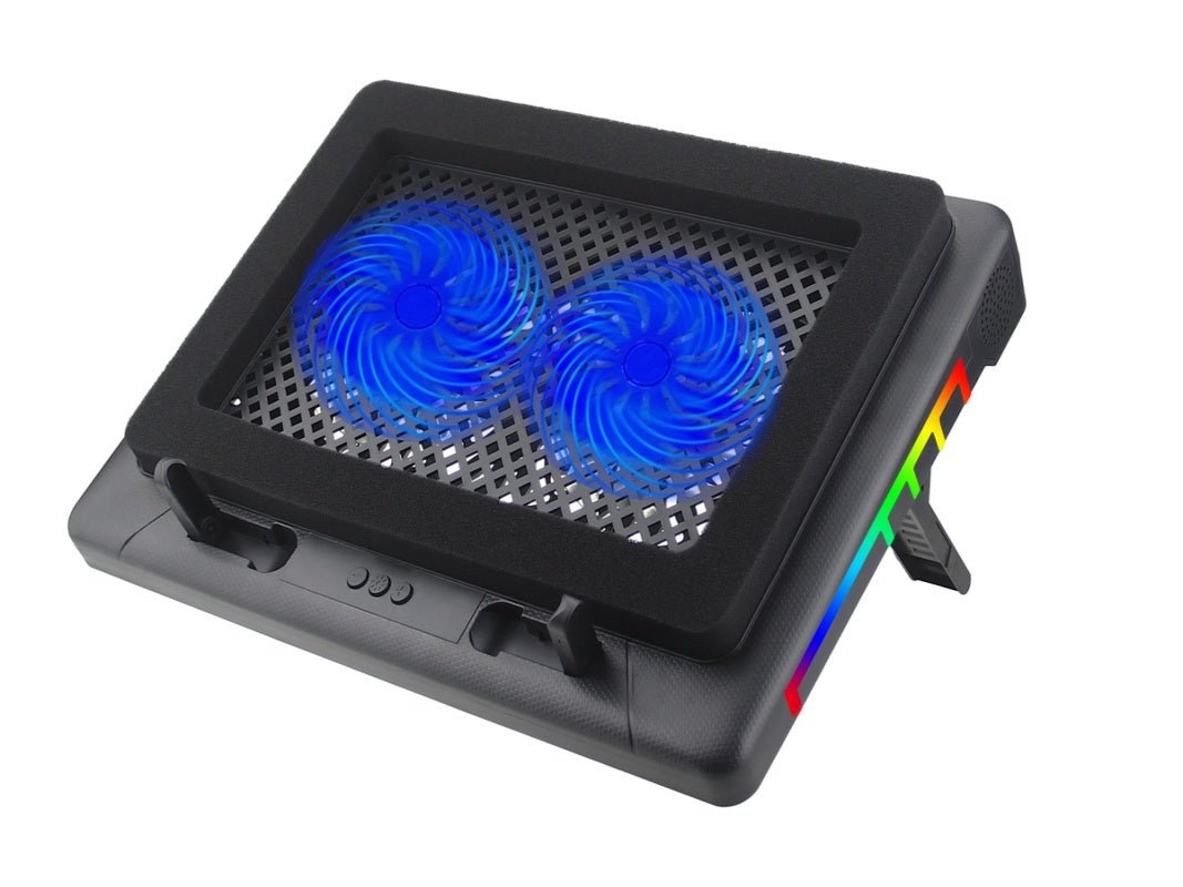 iDock Portable Folding Height Adjustable Two Fans Laptop Cooling Pad with RGB Lights Laptop Cooler Support 12 - 17 Inch Laptops - iDock Laptopstand