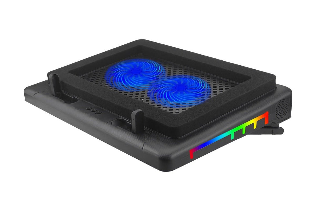 iDock Portable Folding Height Adjustable Two Fans Laptop Cooling Pad with RGB Lights Laptop Cooler Support 12 - 17 Inch Laptops - iDock Laptopstand
