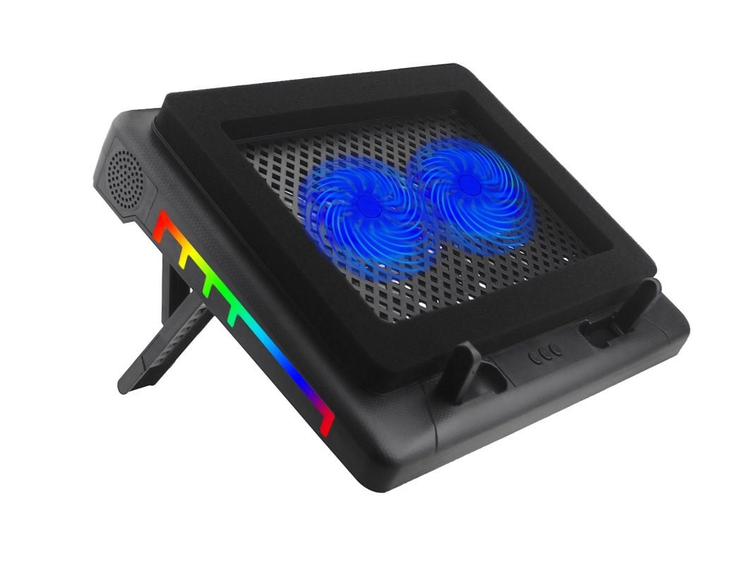 iDock Portable Folding Height Adjustable Two Fans Laptop Cooling Pad with RGB Lights Laptop Cooler Support 12 - 17 Inch Laptops - iDock Laptopstand