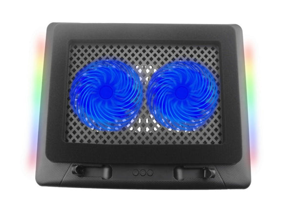 iDock Portable Folding Height Adjustable Two Fans Laptop Cooling Pad with RGB Lights Laptop Cooler Support 12 - 17 Inch Laptops - iDock Laptopstand