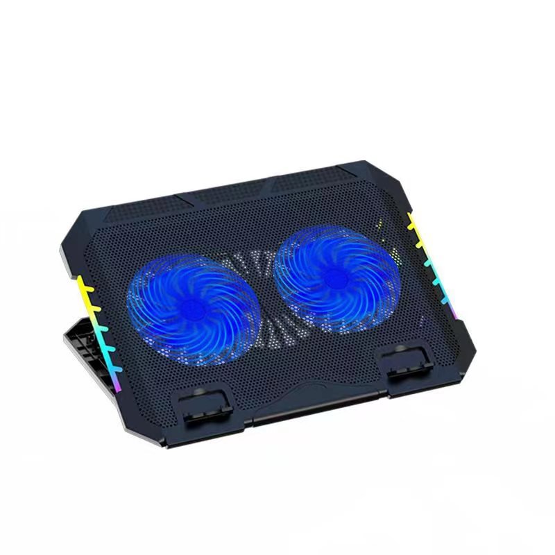 iDock Portable Folding Two Fans Laptop Cooling Pad with Ten RGB Lights Laptop Cooler Support 12 - 17 Inch Laptop with Phone Stand - iDock Laptopstand
