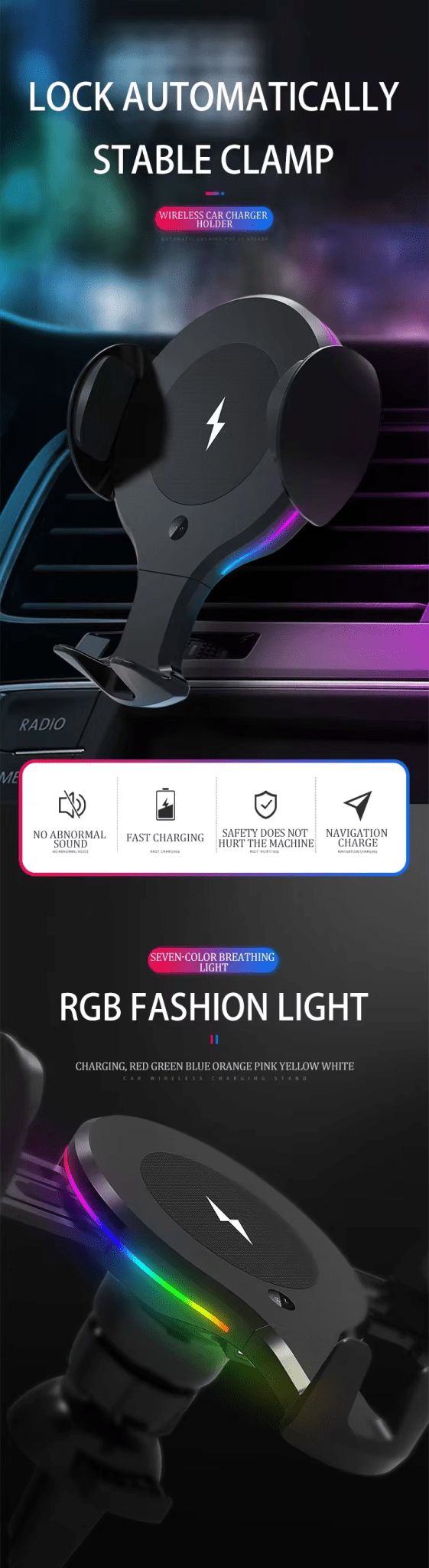 iDock Portable Fully Automatic Car Wireless Charging Stand for Phone 10W Car Wireless Fast Charging Holder for Mobile Phone - iDock Laptopstand