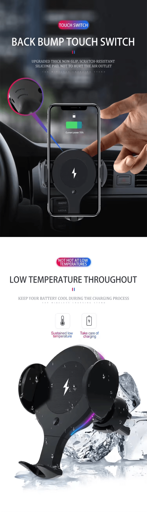 iDock Portable Fully Automatic Car Wireless Charging Stand for Phone 10W Car Wireless Fast Charging Holder for Mobile Phone - iDock Laptopstand
