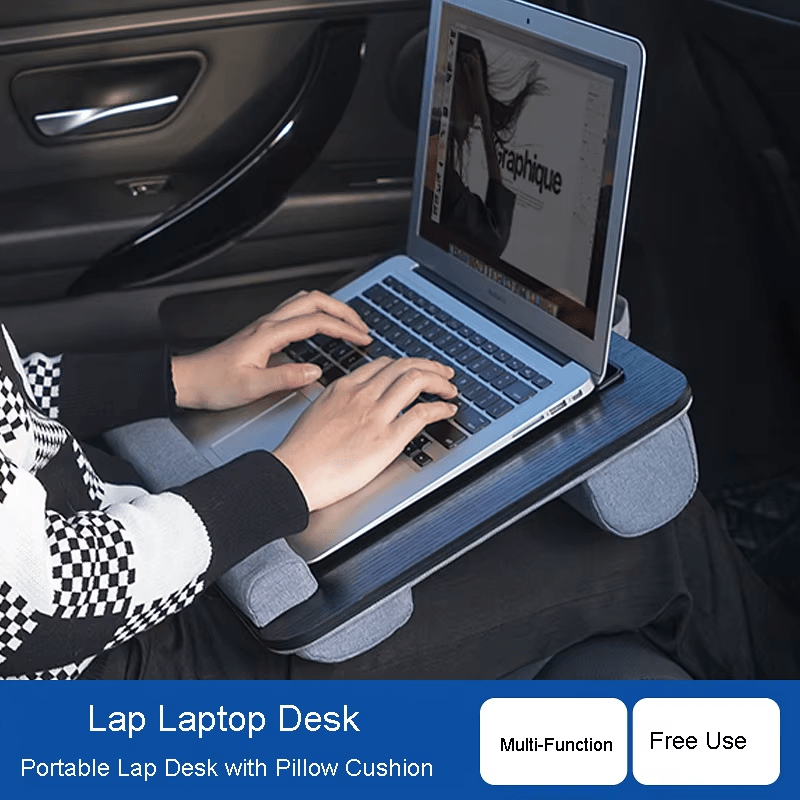 iDock Portable Lap Desk with Pillow Cushion Fits up to 15.6 Inch Laptop with Anti - Slip Strip for Office Students Use Lap Laptop Desk - iDock Laptopstand