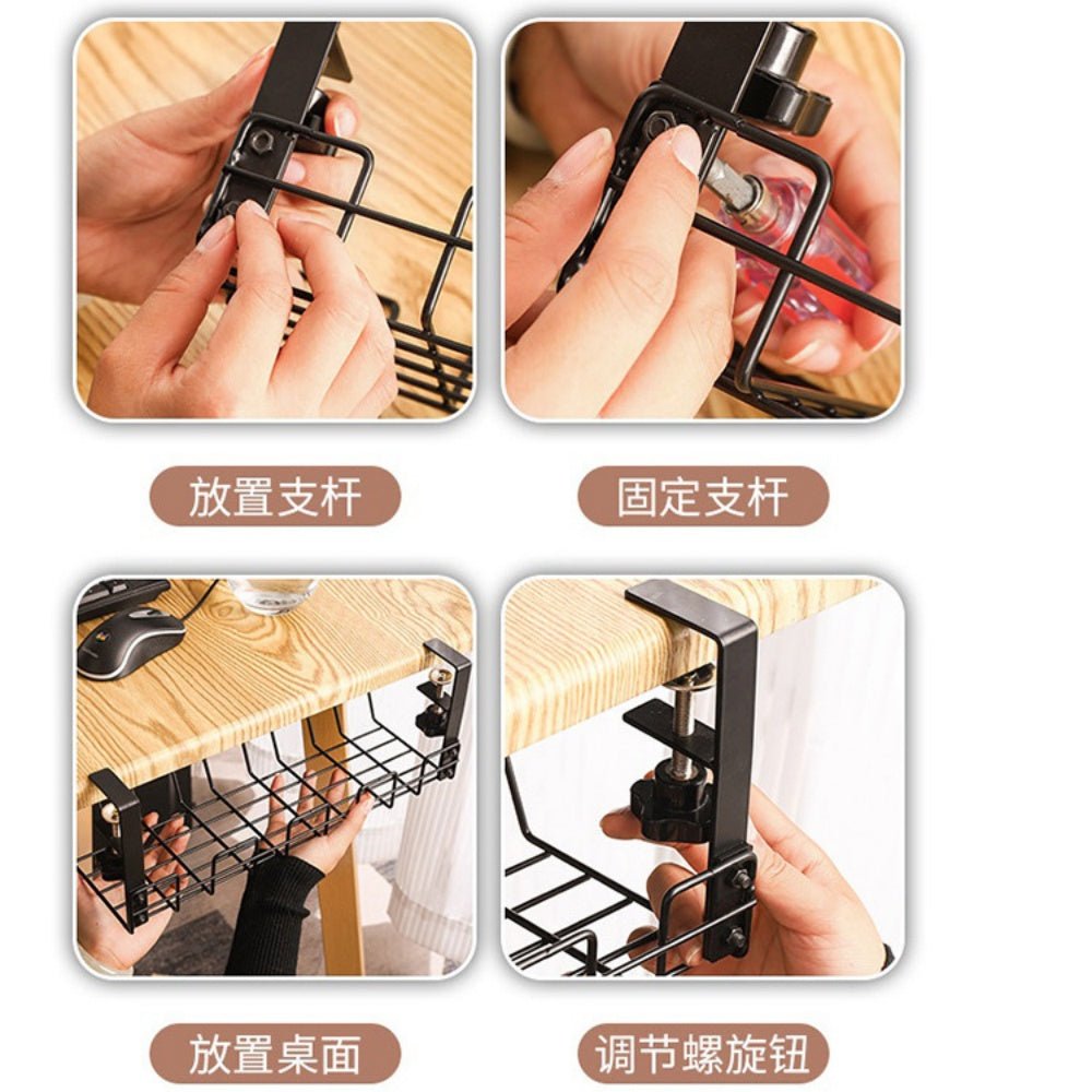 iDock Portable Wrought Iron Desktop Wire Storage and Sorting Shelf Desk Side Storage Shelf Hanging Wire Shelf - iDock Laptopstand