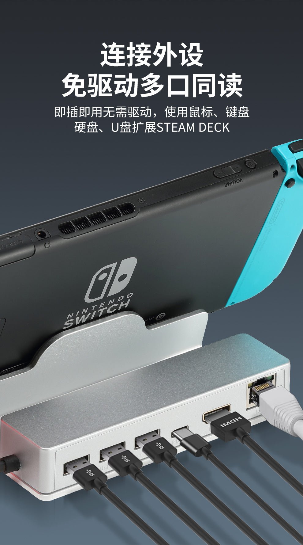 iDock Steam Deck Docking Station Extended Charging Base Screen Mirroring TV Keyboard Mouse Convenient Stand Handheld Console Accessories USB Optional - iDock Laptopstand
