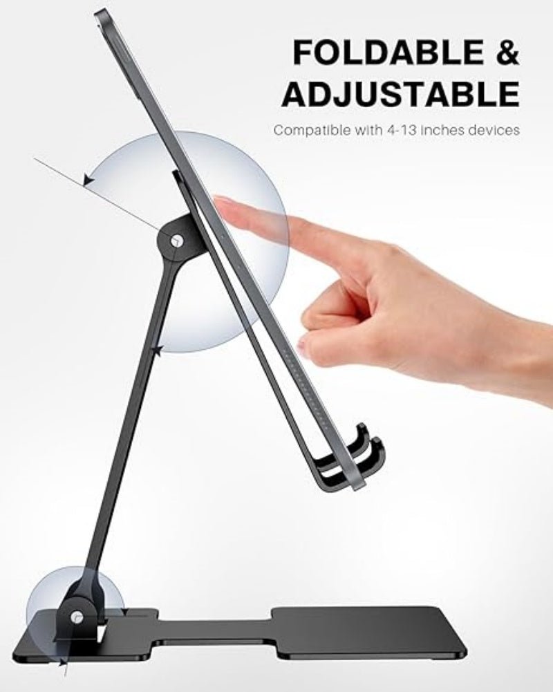 iDock Tablet Stand Adjustable Tablet Holder for Desk Portable Folding Aluminum for iPad Stand Compatible with 4 - 13 inch Devices - iDock Laptopstand