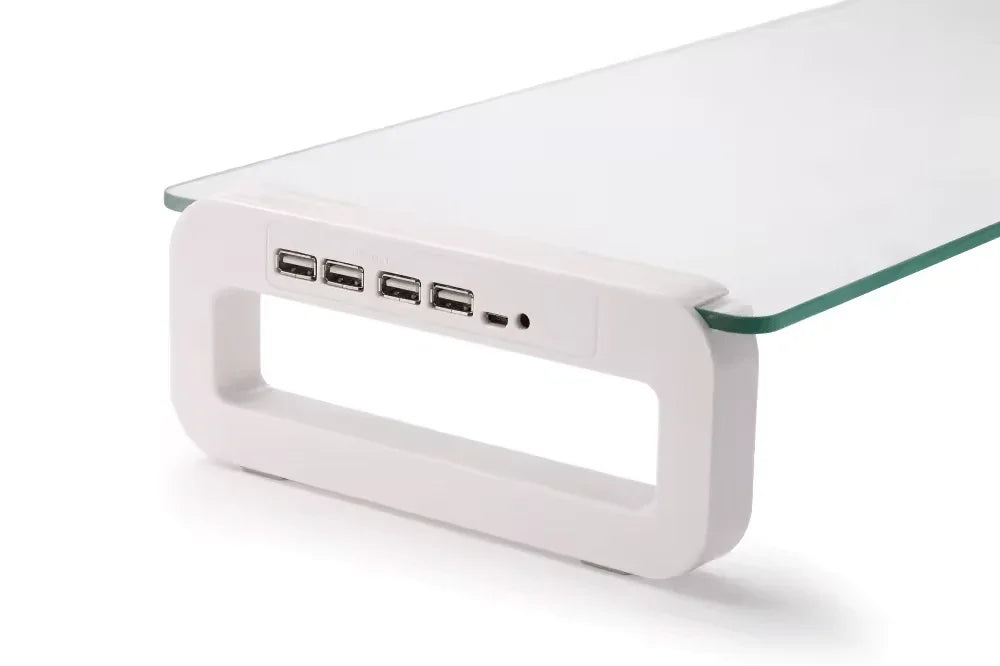 iDock Tempered Glass Monitor Stand with USB HUB 2.0 3.0 Ports - iDock Laptopstand