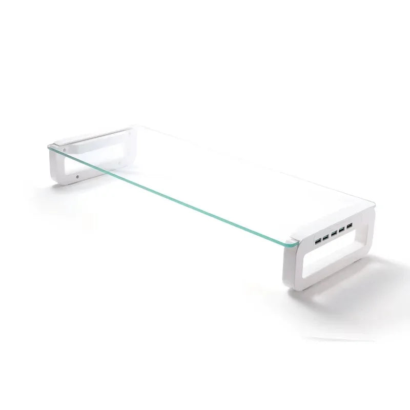 iDock Tempered Glass Monitor Stand with USB HUB 2.0 3.0 Ports - iDock Laptopstand