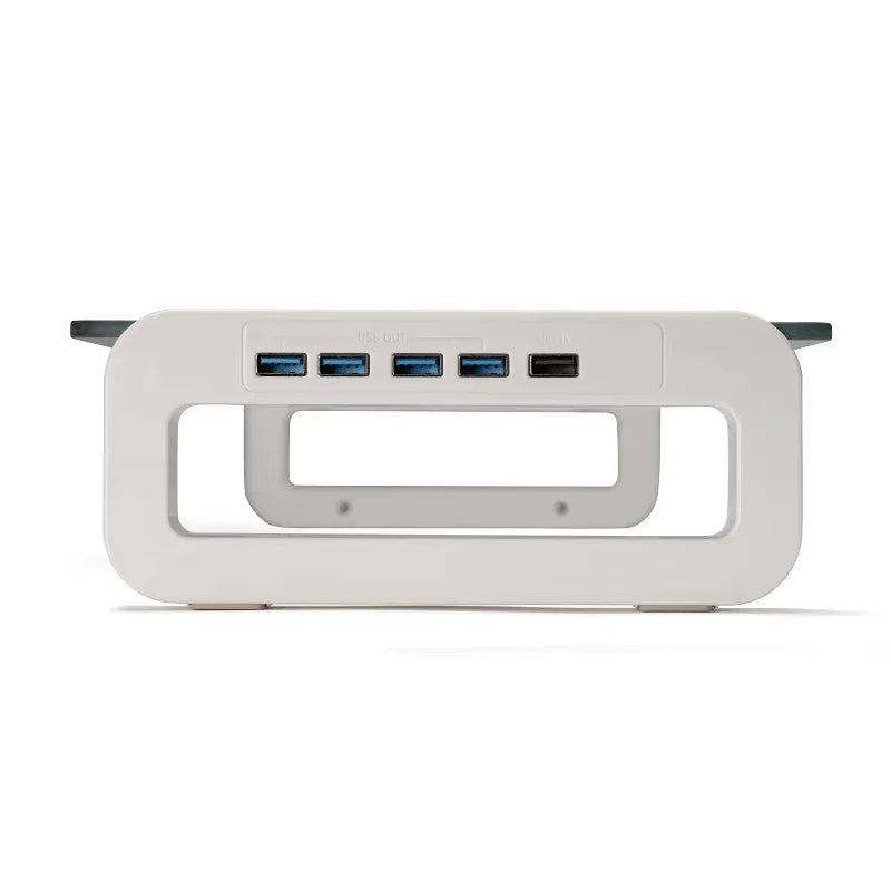 iDock Tempered Glass Monitor Stand with USB HUB 2.0 3.0 Ports - iDock Laptopstand