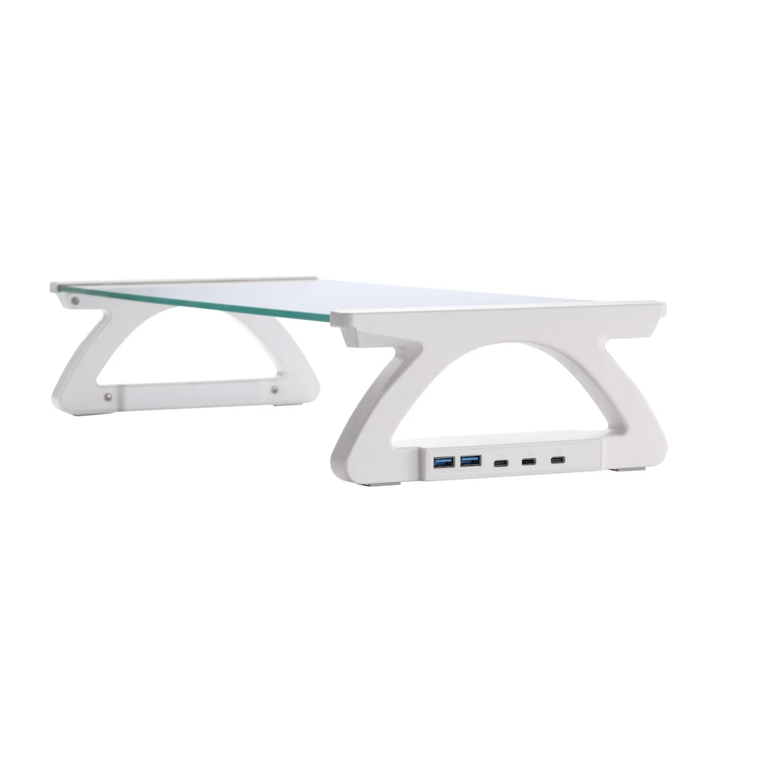 iDock Tempered Glass Smart Computer Monitor and Laptop Riser Stand with Phone Holder with USB Hub - iDock Laptopstand