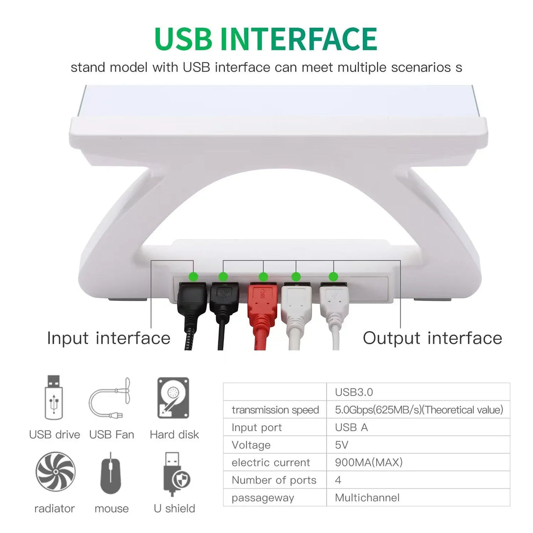 iDock Tempered Glass Smart Computer Monitor and Laptop Riser Stand with Phone Holder with USB Hub - iDock Laptopstand