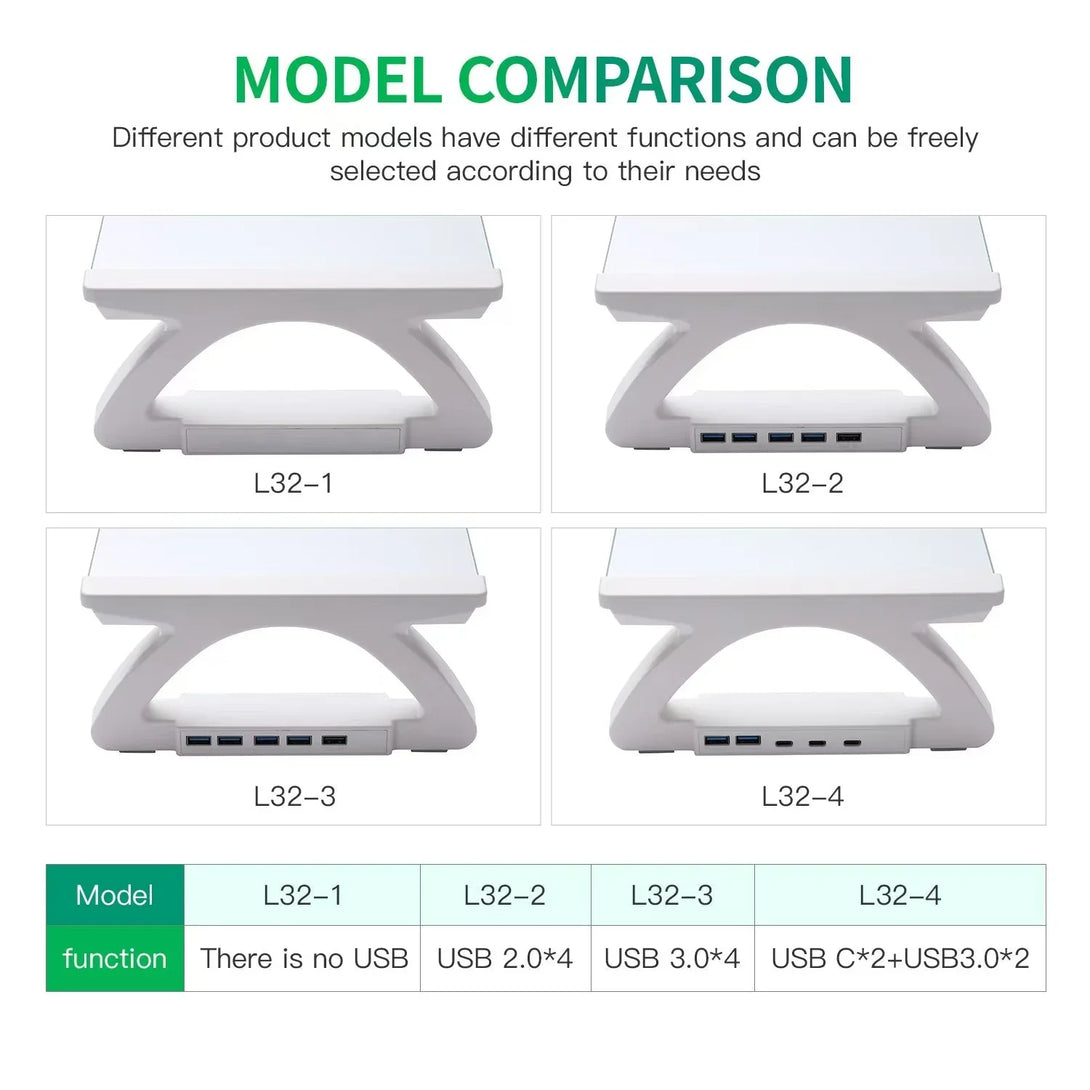 iDock Tempered Glass Smart Computer Monitor and Laptop Riser Stand with Phone Holder with USB Hub - iDock Laptopstand