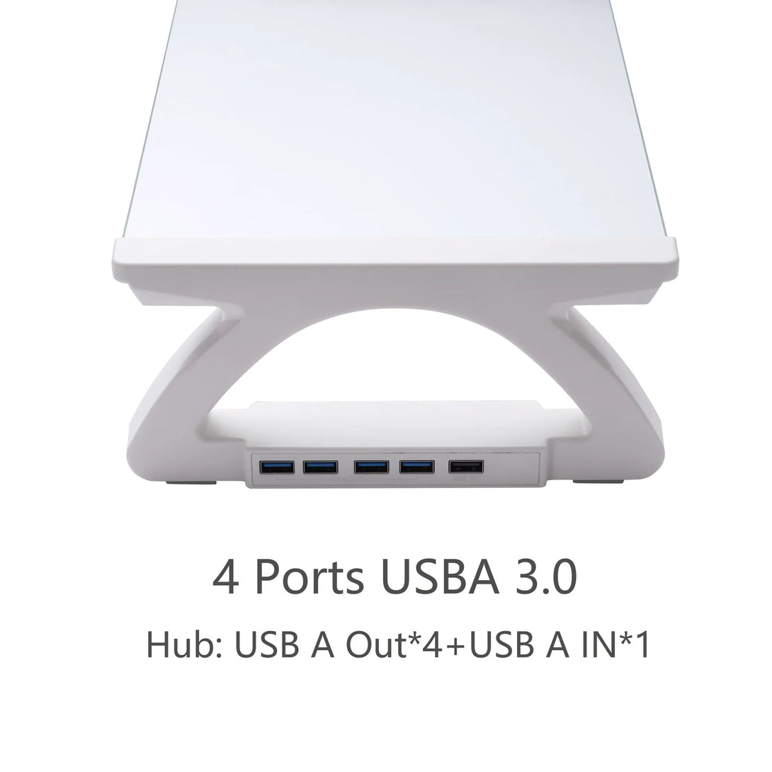 iDock Tempered Glass Smart Computer Monitor and Laptop Riser Stand with Phone Holder with USB Hub - iDock Laptopstand