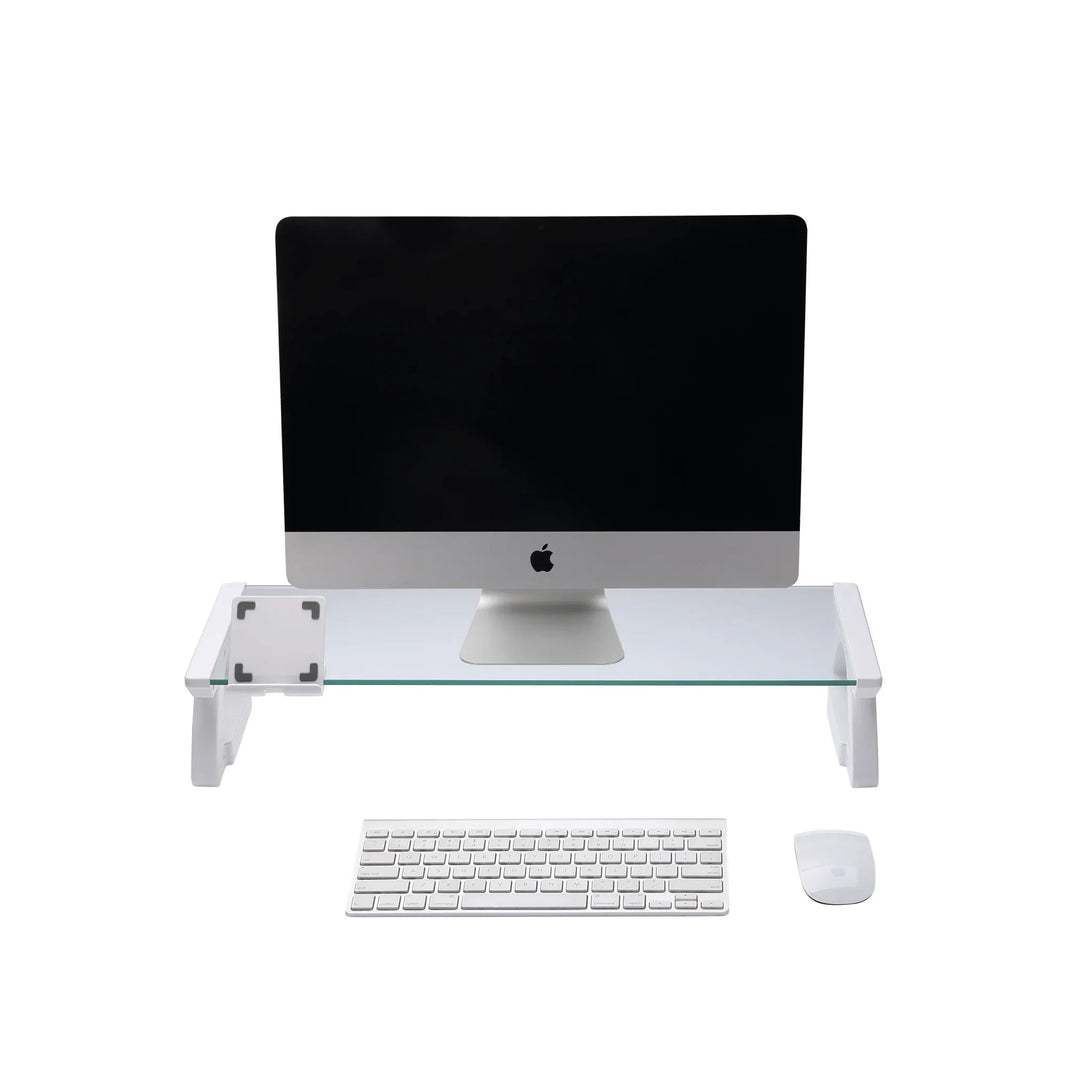 iDock Tempered Glass Smart Computer Monitor and Laptop Riser Stand with Phone Holder with USB Hub - iDock Laptopstand