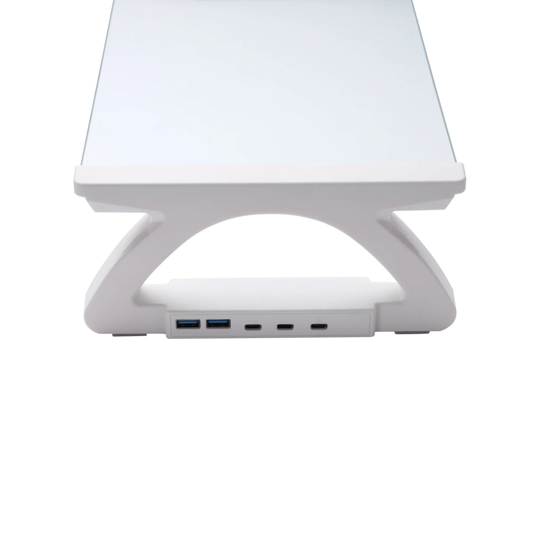 iDock Tempered Glass Smart Computer Monitor and Laptop Riser Stand with Phone Holder with USB Hub - iDock Laptopstand