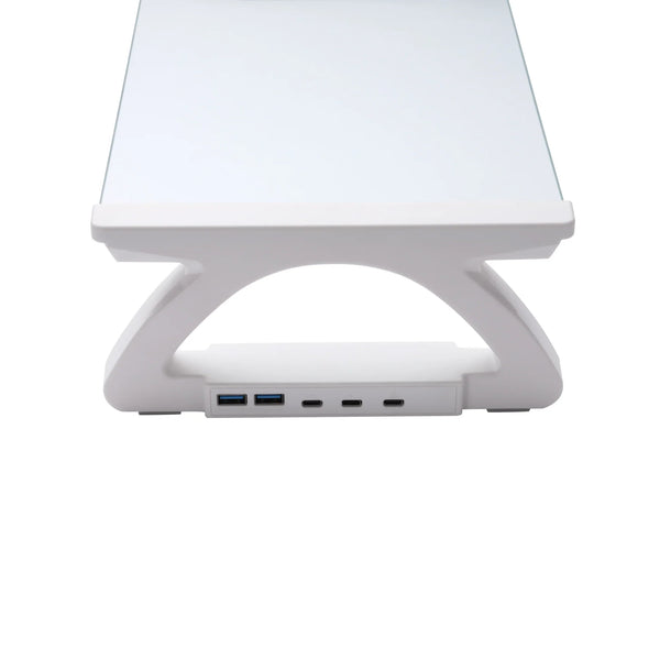 iDock Tempered Glass Smart Computer Monitor and Laptop Riser Stand with Phone Holder with USB Hub - iDock Laptopstand