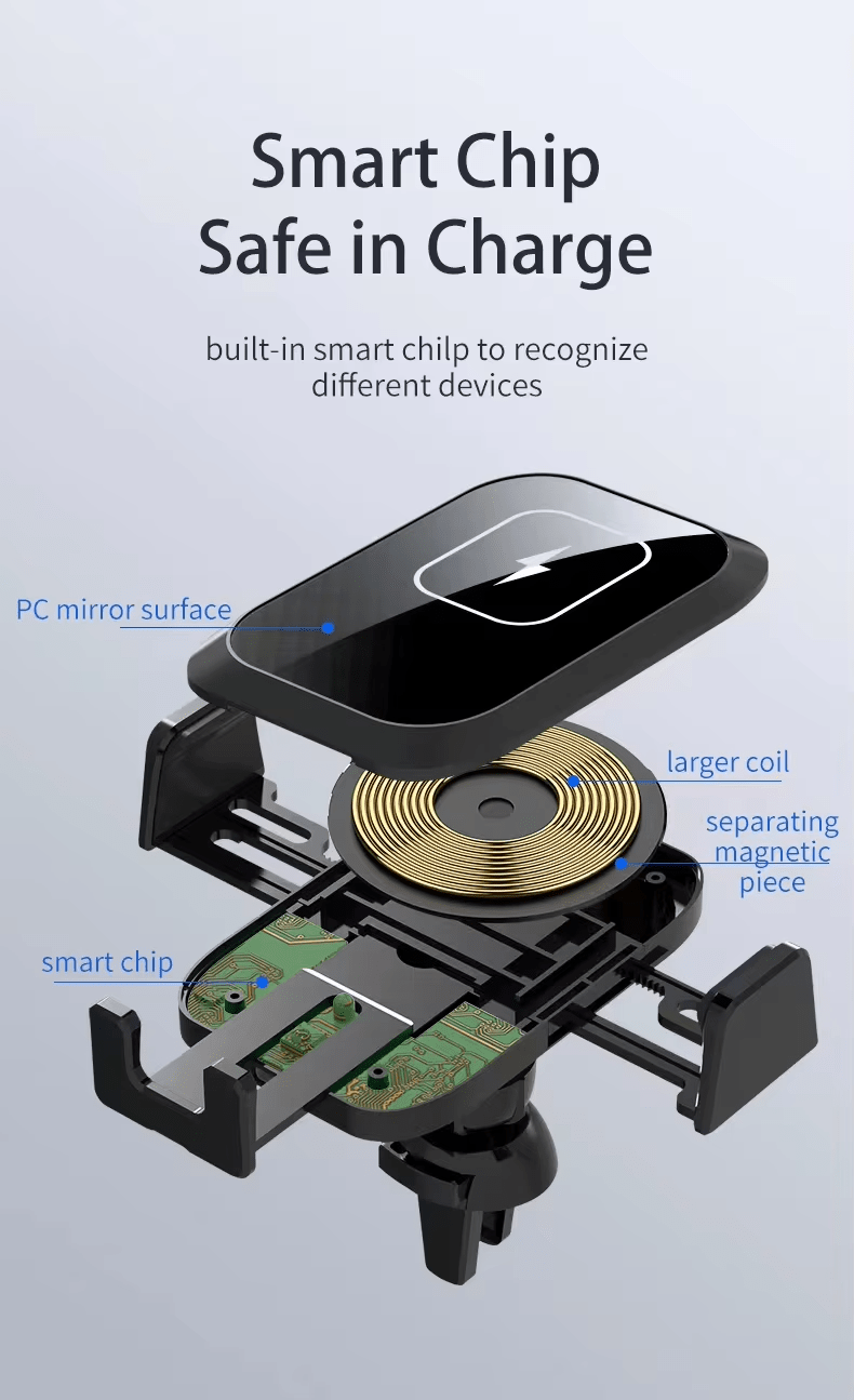 iDock Three - axis Linkage Car Wireless Charging Mobile Phone Stand Smart Induction Automatic Holder - iDock Laptopstand