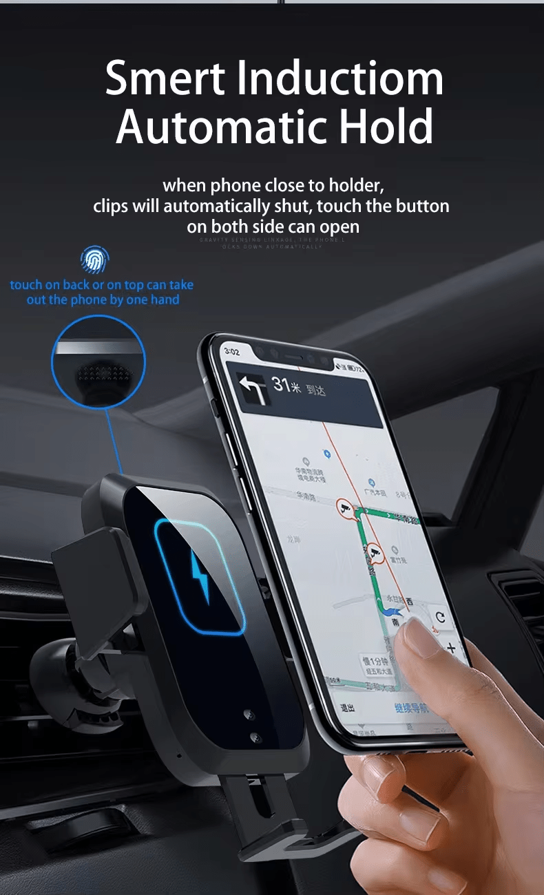 iDock Three - axis Linkage Car Wireless Charging Mobile Phone Stand Smart Induction Automatic Holder - iDock Laptopstand