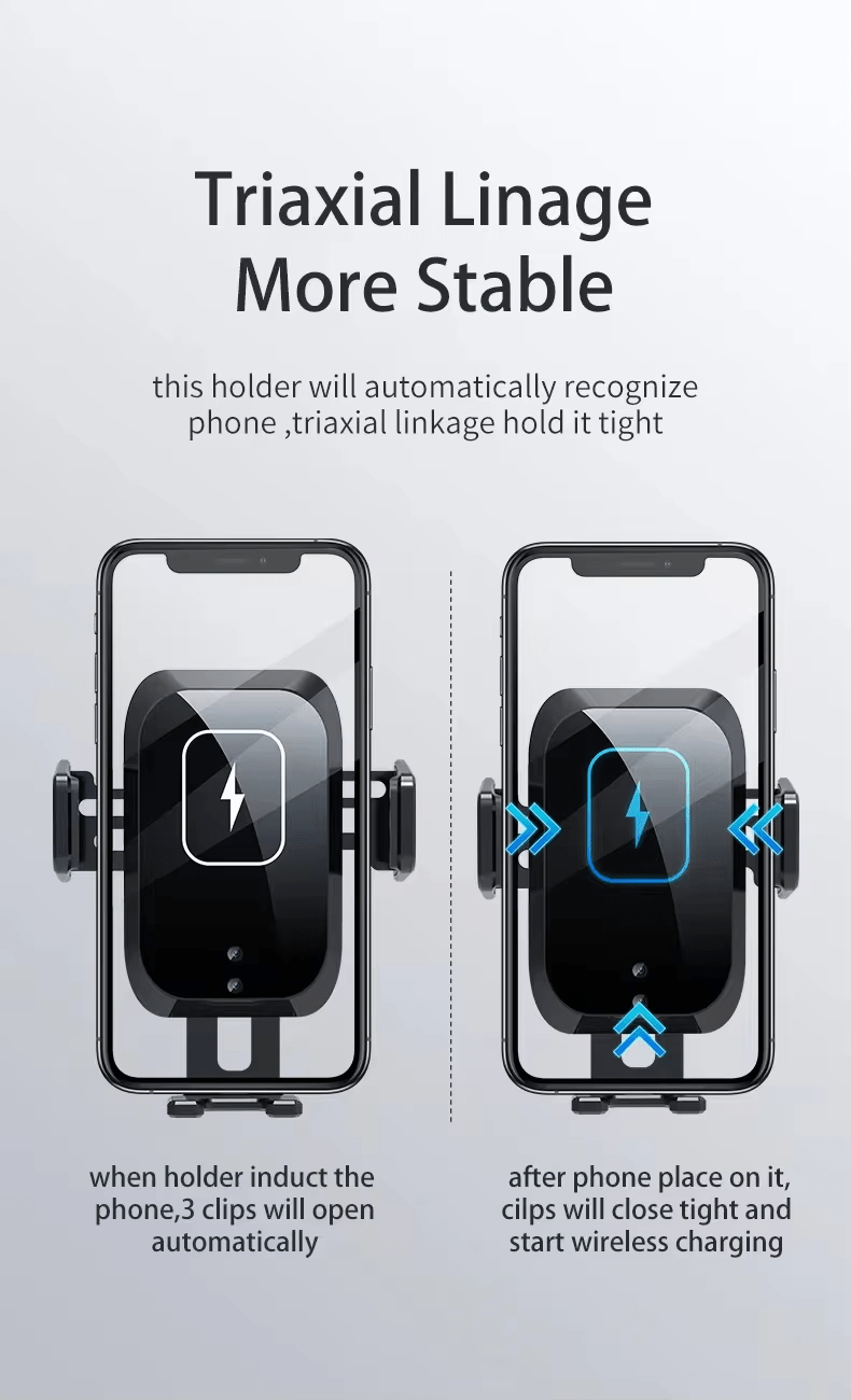 iDock Three - axis Linkage Car Wireless Charging Mobile Phone Stand Smart Induction Automatic Holder - iDock Laptopstand