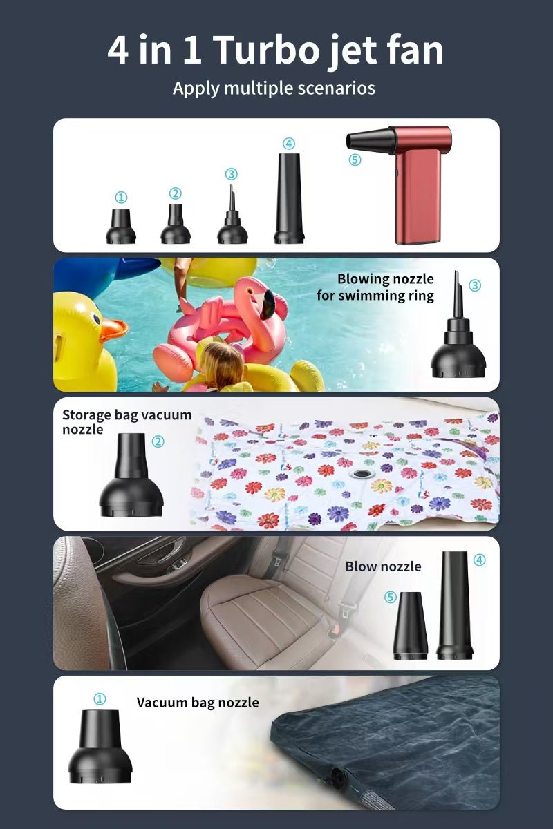 iDock Three - speed Adjustable Air Duster Multi - function Mini Jet Turbo Fan Mini Rechargeable Jet Turbo Fan - iDock Laptopstand