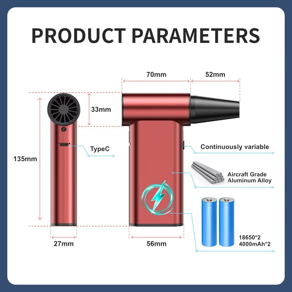 iDock Three - speed Adjustable Air Duster Multi - function Mini Jet Turbo Fan Mini Rechargeable Jet Turbo Fan - iDock Laptopstand